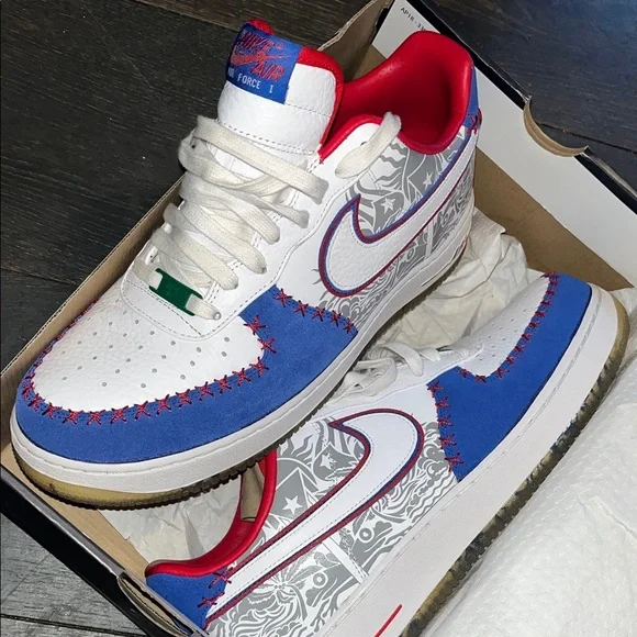 Classic Low-Top Sneakers in White/Blue/Red - Premium Casual Style - Picture 2 of 2